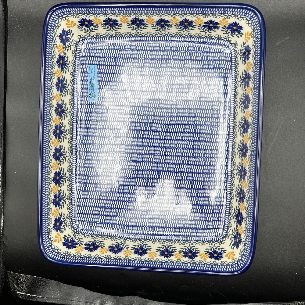 Large  Polish Pottery Lasagna/Baking Dish 12  1/2" x 10  1/4"  x 1  3/4"